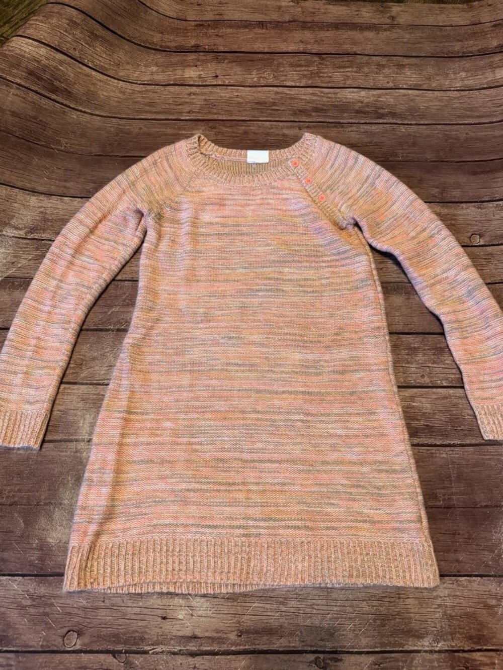 Girl’s Crazy 8 Peach And Gray Knit Sweater Dress Size XL 14